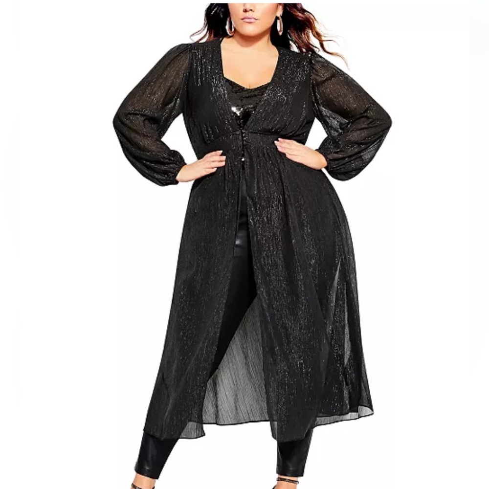 City Chic Black Sheer Cardigan